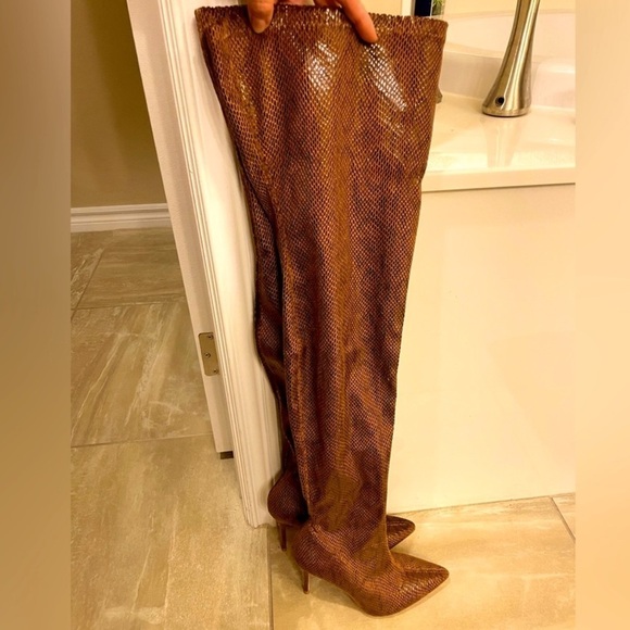 Shoes - Snake skin print, over the knee boots. Size 8
